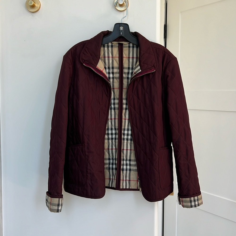 Burberry Diamond Quilted Jacket in Burgandy